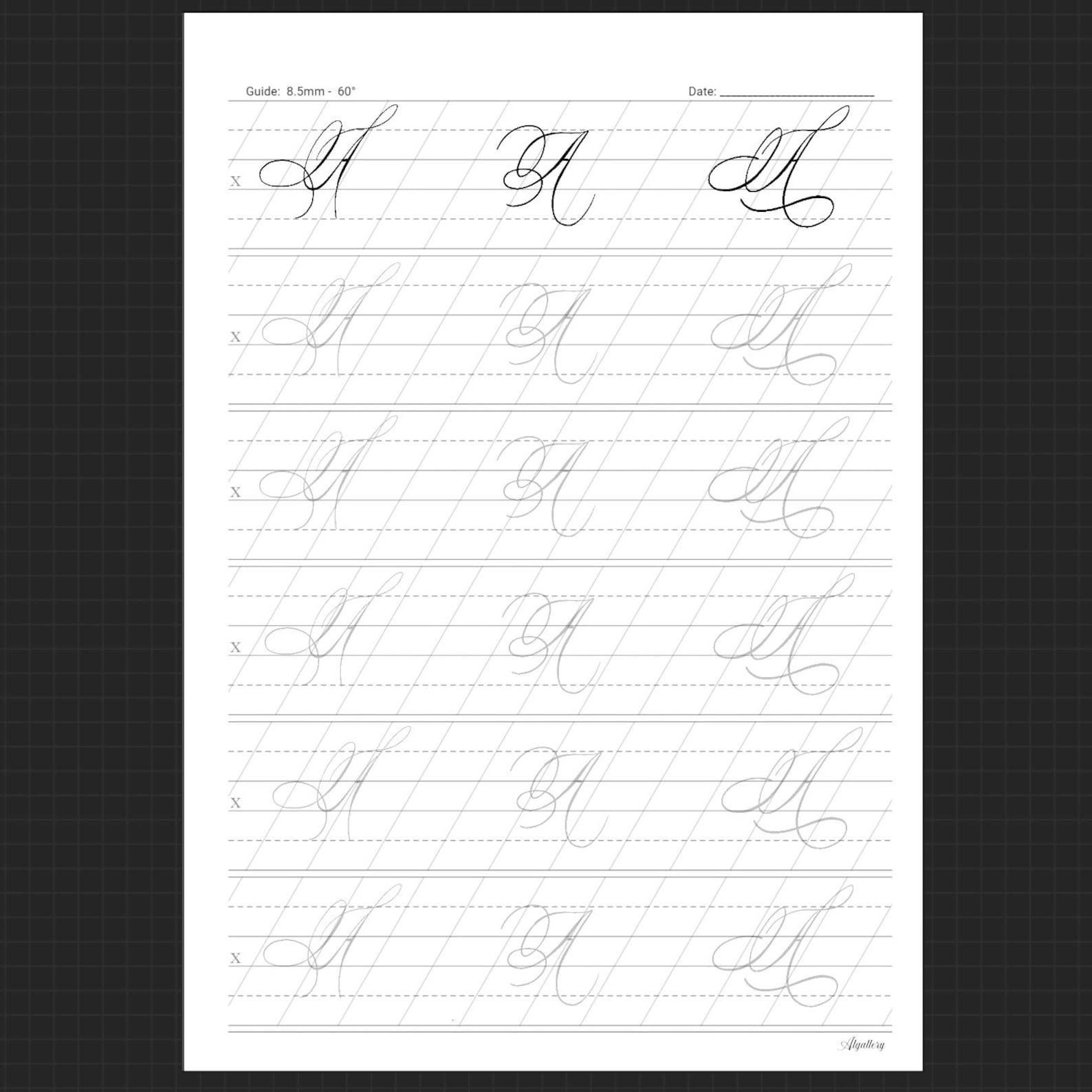 Flourishing Calligraphy Copperplate Worksheet PDF Instant Download - Etsy