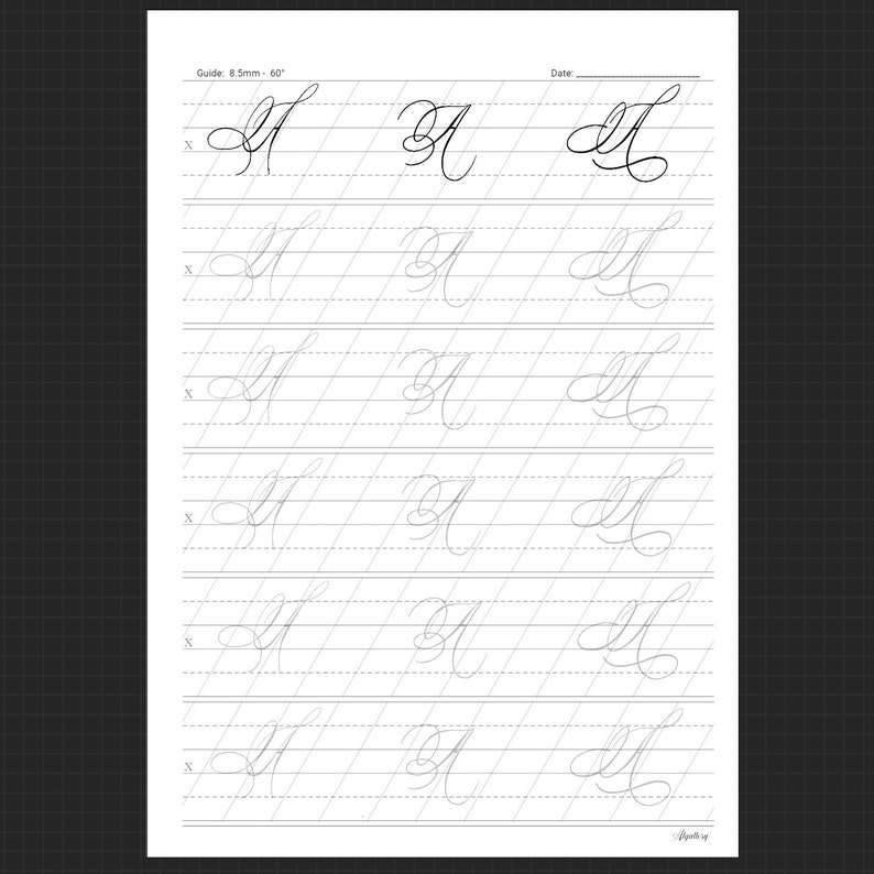 Flourishing Calligraphy Copperplate Worksheet PDF Instant Download - Etsy
