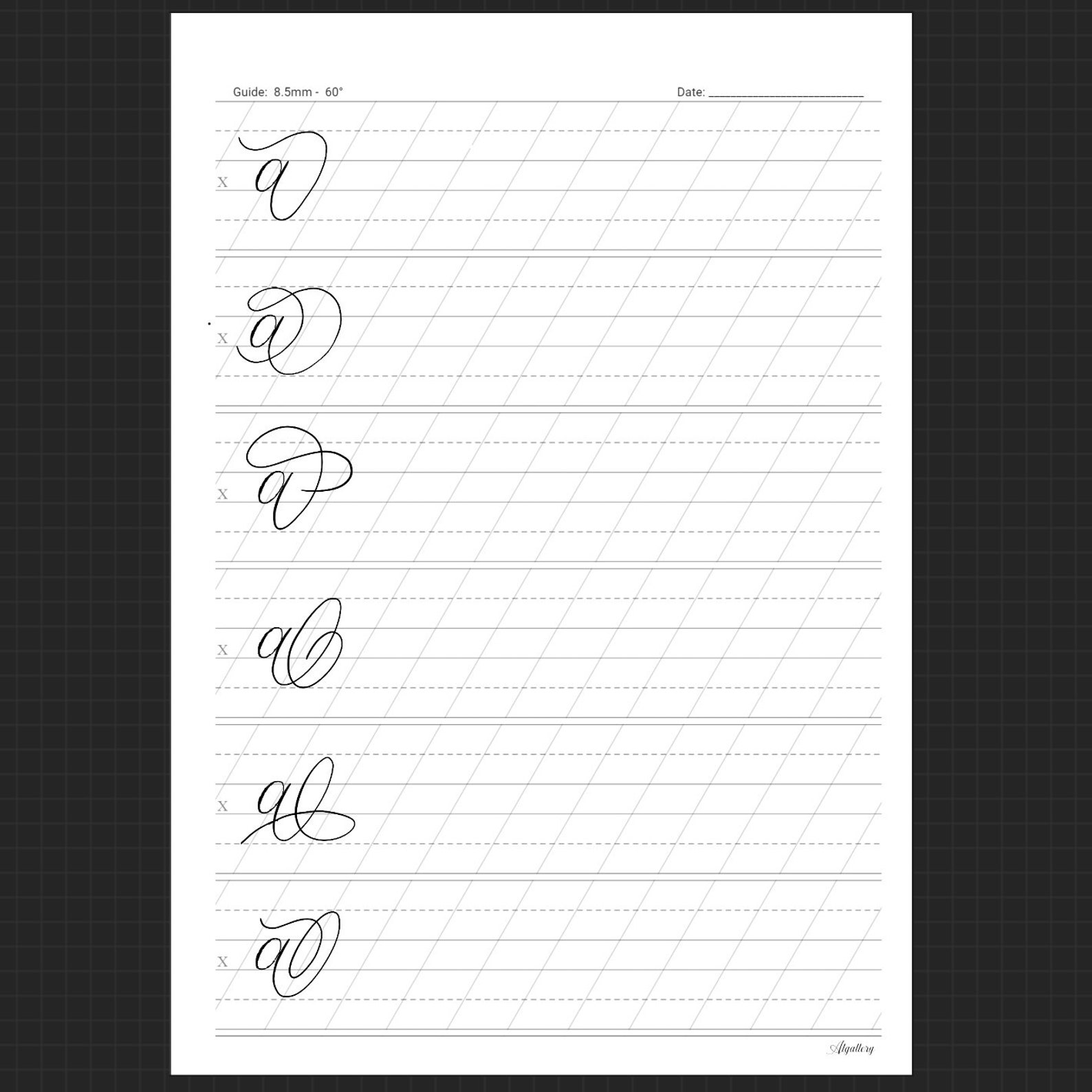 Flourishing Calligraphy Copperplate Worksheet PDF Instant Download - Etsy