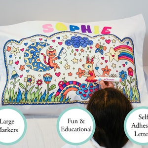 Color me Personalized Pillow Case &Self Adhesive Letters| Slumber Party | Sleepover Gifts | Sleepover Activity | Party Favor | Craft Project