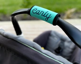 Personalized Embroidered Baby Seat Name Tag - Customizable Stroller Name Wrap - Suitcase Handle Cover - Stroller ID - Infant Car Carrier