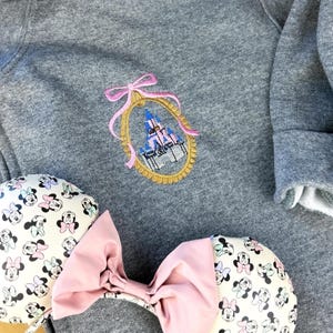 Castle Embroidered Zip Hoodie Sweatshirt - Cinderella Coquette drawstring or crewneck, Fairytale jacket, Magic Kingdom embroidery