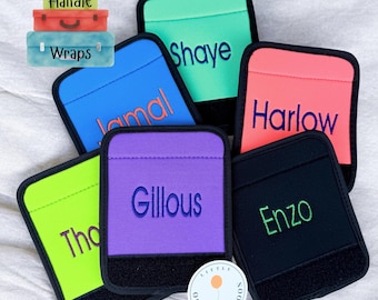Personalized Embroidered Luggage Handle Wrap - Custom ID Travel Bag Tag - Flight Crew Suitcase Handle Wraps - Stroller Identification