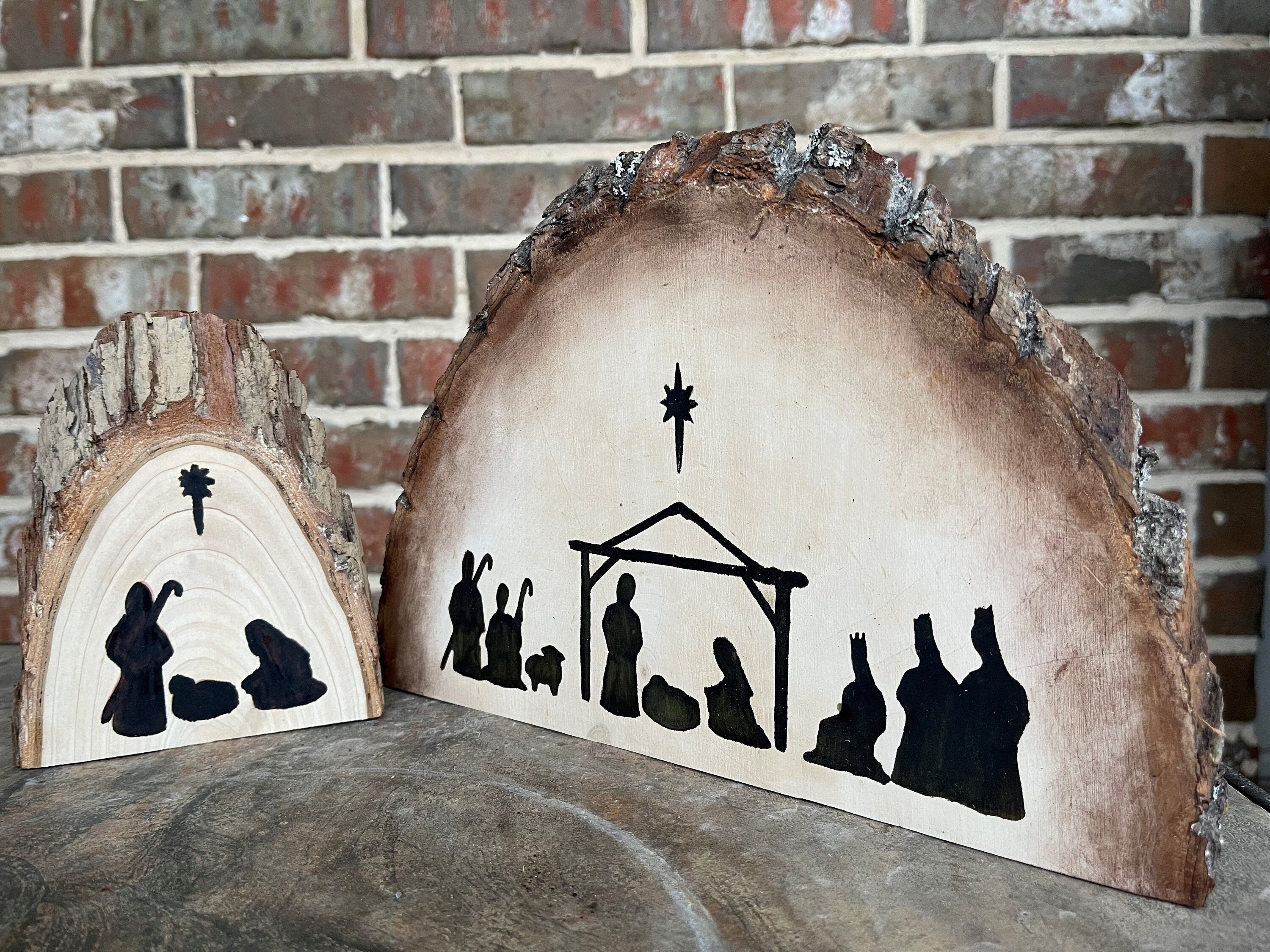 Handmade Wood Burned Nativity Half Rounds Christmas Decor - Etsy
