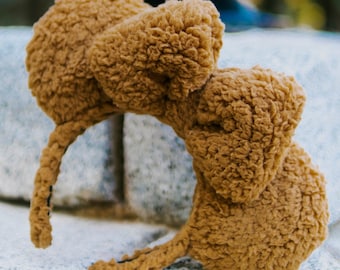 Teddy Sherpa Brunt Fluffigt Musöron Hårband