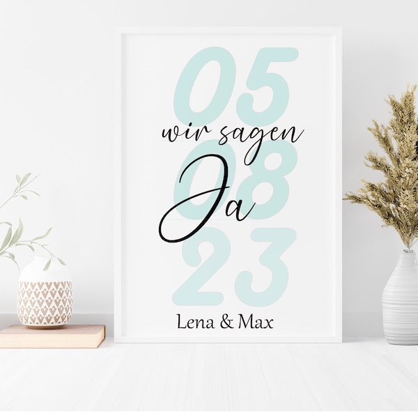 Hochzeit geschenk personalisiert mit Namen, Datum / Wandbild Hochzeitsgeschenk / Hochzeitkarte /Hochzeitsbild / Hochzeit / Brautpaar