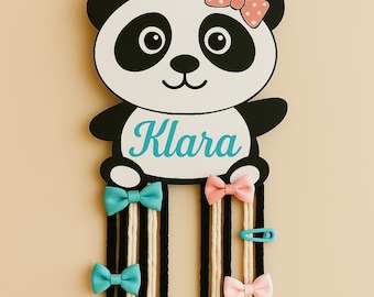 Personalisiert  Panda Haar organizer / Mädchen zimmer / - Haarspangen / Haarschleifen /Deko für Haaraccessoires /haarhalter mit Name /