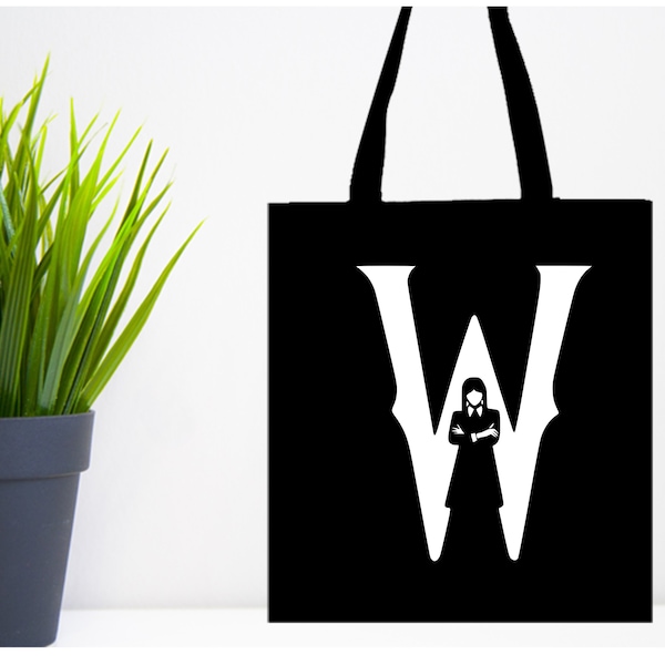 Baumwoll Einkaufstasche  Wednesday /  Nevermore Academy / Schwarz tasche Wednesaday Tragtasche /Tote Bag Mittwoch