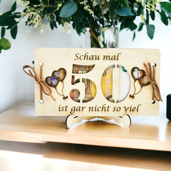 Geburtstag  Geschenk Karte l Geldgeschenk Geburtstag Karte 30, 40, 50 l Holz karte / Geld verschenken Glückwunsch karten