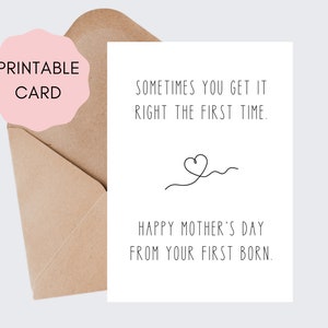 Mother&#39;s Day Card From First Born | Funny Mother&#39;s Day Card | Printable Funny Mother&#39;s Day Card | Downloadable Mother&#39;s Day Card