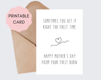 Mother&#39;s Day Card From First Born | Funny Mother&#39;s Day Card | Printable Funny Mother&#39;s Day Card | Downloadable Mother&#39;s Day Card