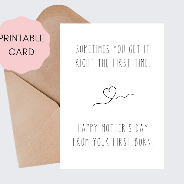 Mother's Day Card From First Born | Funny Mother's Day Card | Printable Funny Mother's Day Card | Downloadable Mother's Day Card