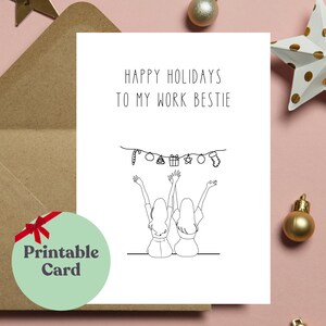 Carte de Noël pour meilleure amie au travail, Joyeuses fêtes à ma meilleure amie au travail, carte de Noël imprimable pour collègue ou patron, téléchargement immédiat