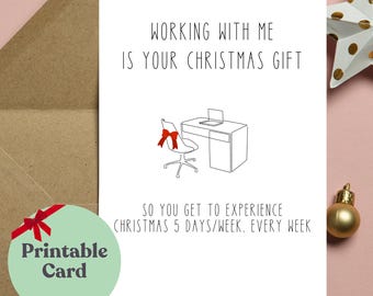 Christmas Card for Coworker or Boss, Funny Holiday Card, Printable Christmas Card for Coworker or Boss, Instant Download