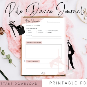 Pole Dance Journal | Pole Fitness Tracker | Printable Pole Journal | Pole Dance Tracker | Exotic Dance | Choreo Planner