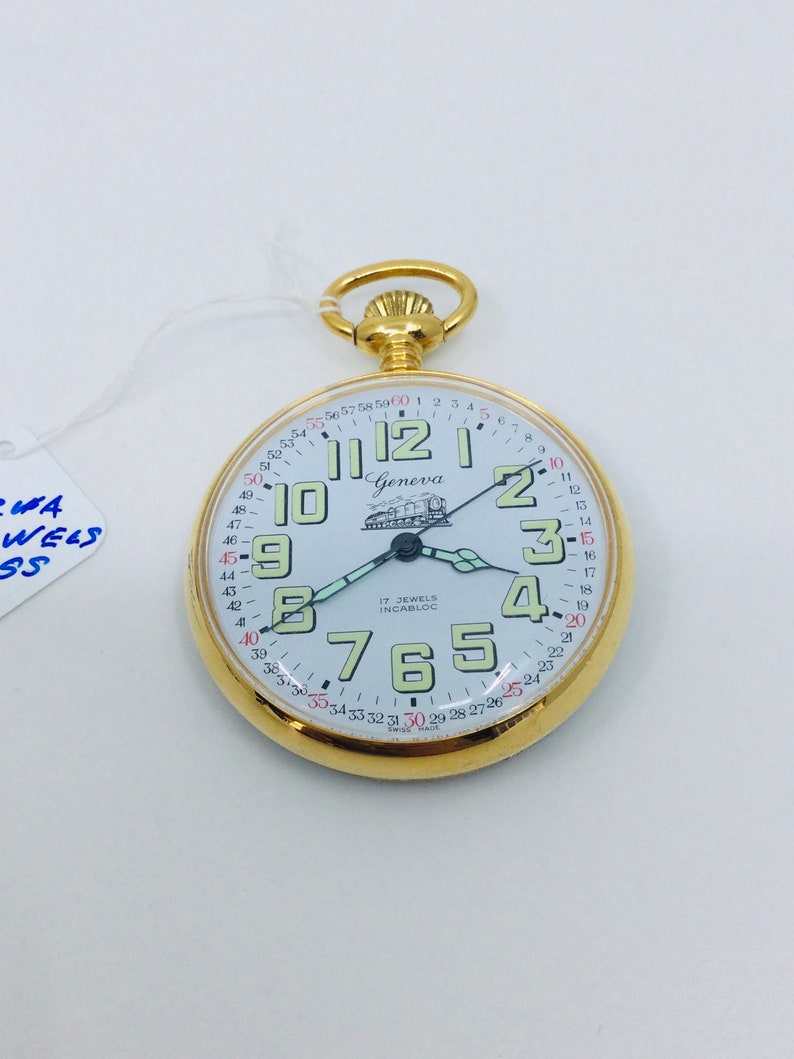 Geneva 17 Jewels Swiss Made Pocket Watch Etsy