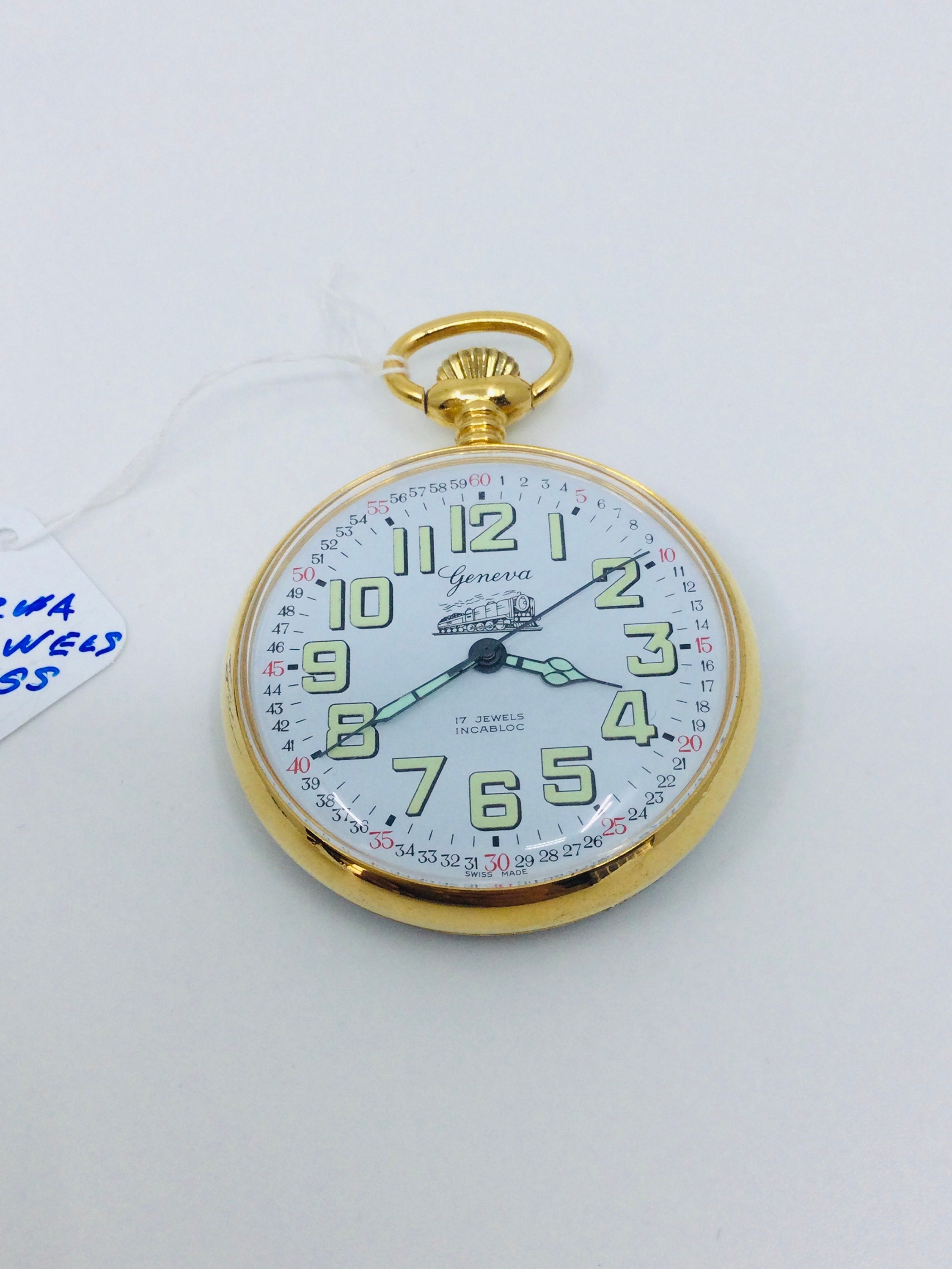 Geneva 17 Jewels Swiss Made Pocket Watch Etsy