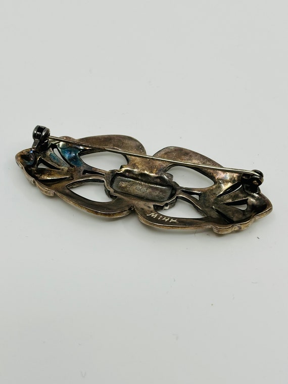 Sterling Silver Marcasite brooch 925 - image 4