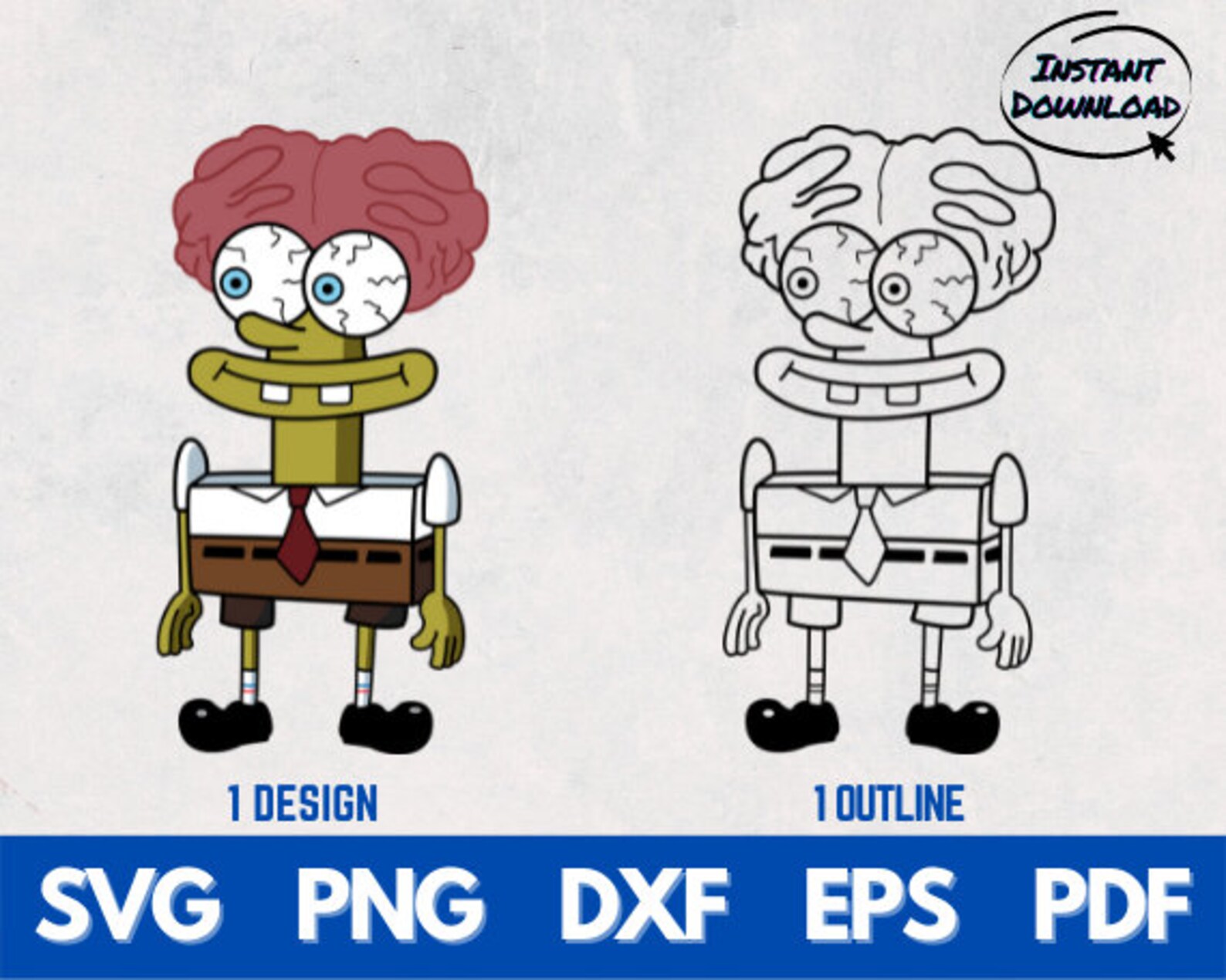 Spongebob Brains Layered SVG PNG Dxf Eps Pdf Cricut Cut Files Etsy