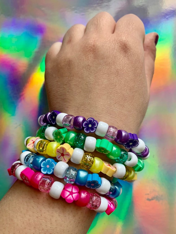 Y2K Aesthetic Pony Beaded Flower Bracelets Y2K Accessories Etsy