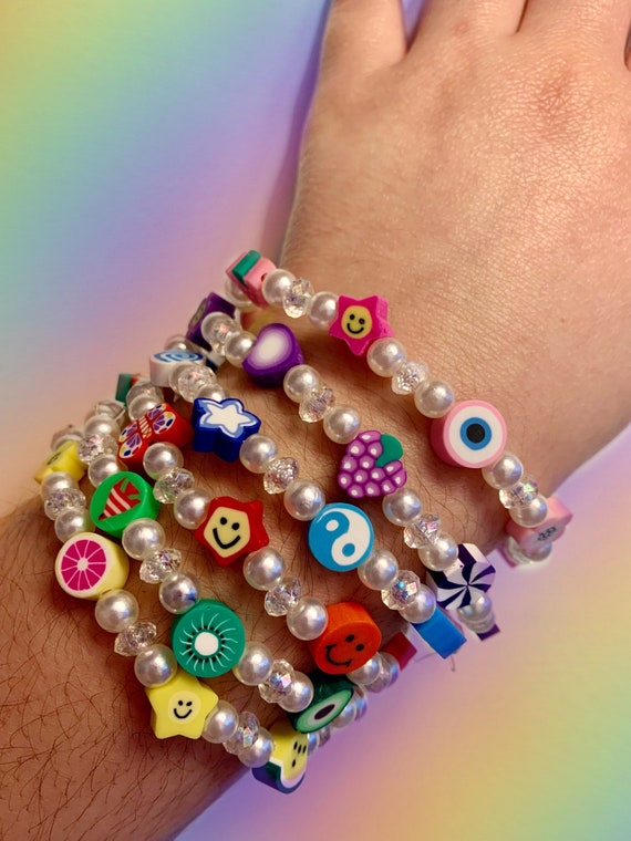 Girls Women Y2K 2000s Aesthetic Pearl Charm Bracelet Y2K - Etsy