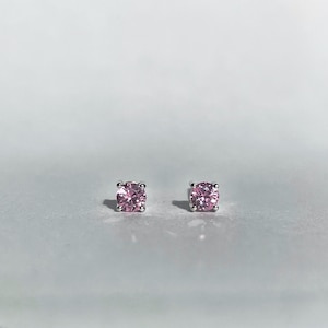 14K Solid Gold Genuine Pink Sapphire Studs