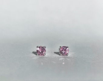 14K Solid Gold Genuine Pink Sapphire Studs