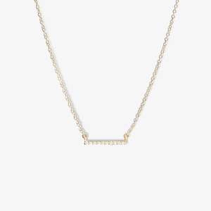 18K Massivgold Diamant Bar Halskette