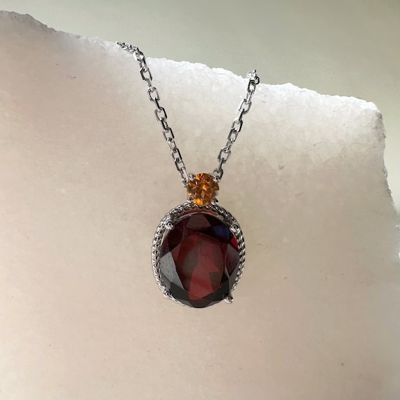 Garnet and sapphire necklace hot sale