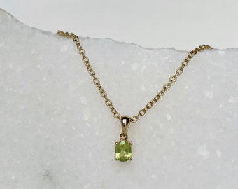14K Solid Gold Genuine Peridot Pendant (pendant only)
