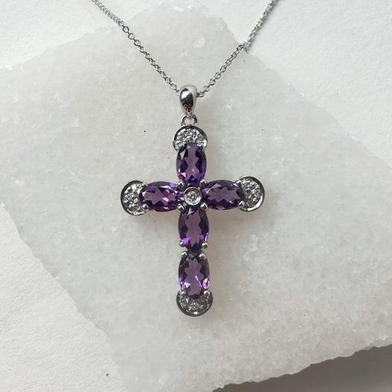 Genuine amethyst cross necklace deals
