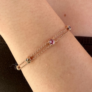 18K Solid Rose Gold Echte Farbe Saphir Armband