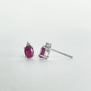 14K Solid Gold Genuine Ruby and Diamond Studs (pair)