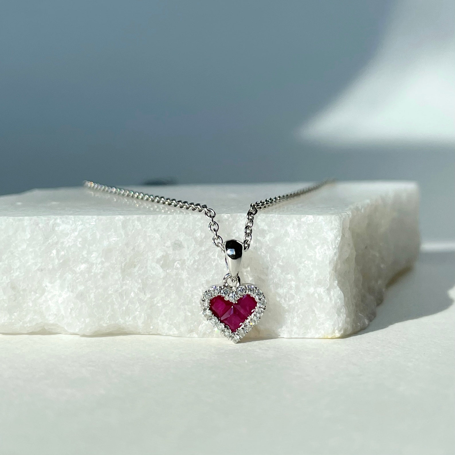 14K Solid Gold Genuine Diamond and Ruby Heart Pendant (pendant Only) - Etsy