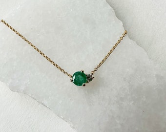 Collana in oro massiccio 14 carati con diamanti autentici e rubini/zaffiri/smeraldi sovrapposti