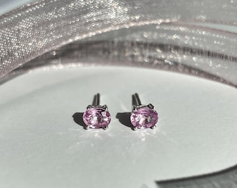 Brincos de safira rosa oval genuína em ouro maciço 14K