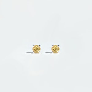 14K Solid Gold Genuine 3mm Yellow Sapphire Studs/Pair
