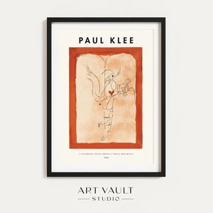 May include: A black and white line drawing of a guardian angel with a red heart, set against a red and orange watercolor background. The text "A Guardian Angel Serves a Small Breakfast 1920" is printed below the image.