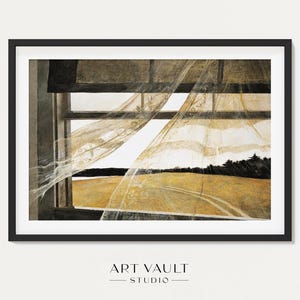 Wind from the Sea Andrew Wyeth 1947 Poster Window Painting Lace Curtain Landscape Painting Wyeth Wall Art Fine Art Print Classic Art Decor