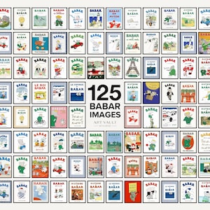 Ensemble de 125 images Babar en téléchargement numérique Babar l'éléphant Art mural imprimable Babar imprime Art mural pour chambre d'enfant, impression pour chambre d'enfants, maison plusieurs