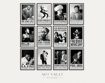 Poster di concerti, arte murale stampabile, poster musicale, download di stampe di musicisti, download digitale di arte stampabile, poster di Otis Redding, arte di Nina Simone