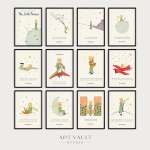 Impresiones de arte de pared imprimibles de El Principito, arte de descarga digital, impresiones del Principito, arte de guardería, arte de pared imprimible, arte de pared en francés e inglés
