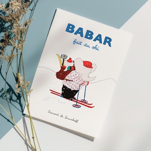Babar Ski Art Chalet Wall Decor Winter Art Winter Decor Skiing Poster Babar Fait du Ski Babar Skiing Kids Art Winter Wall Art Babar Nursery