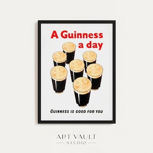 Guinness Poster Vintage Guinness Wall Art Guinness a Day Guinness is Good for You Home Pub Wall Art Pub Decor Bar Art Bar Decor Irish Pub