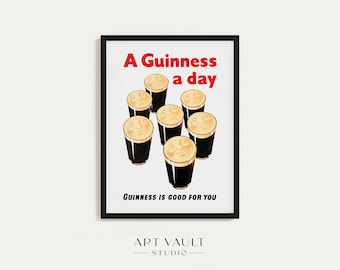 Póster de Guinness Arte de pared vintage de Guinness Guinness al día Guinness es bueno para ti Inicio Arte de pared de pub Decoración de pub Arte de bar Decoración de bar Pub irlandés