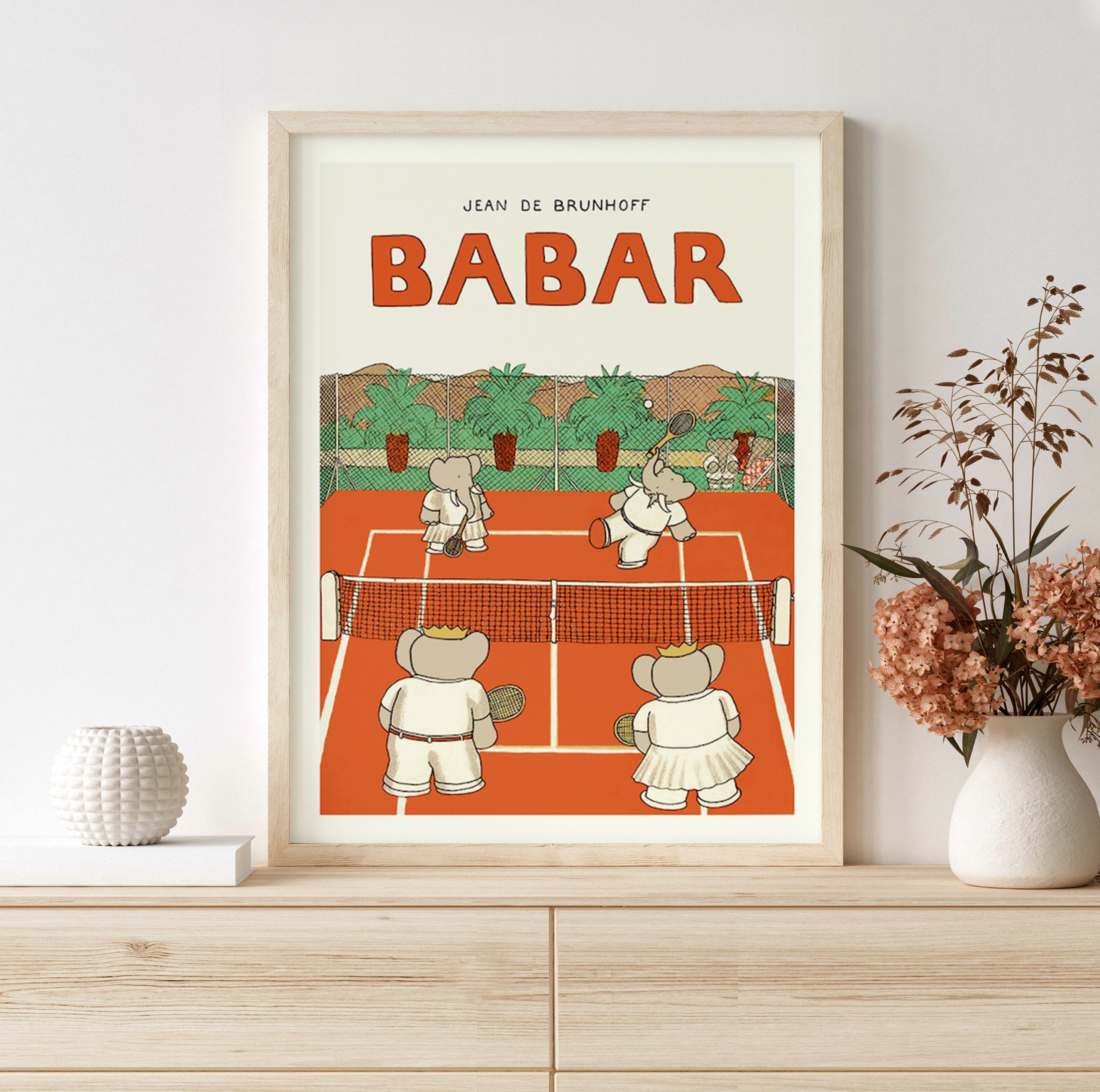 Babar Tennis Wall Art Babar Tennis Court Illustration Babar