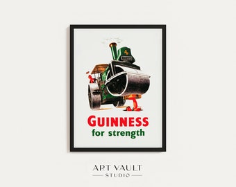 Póster de Guinness, Guinness vintage para pared, Guinness para fortalecer, Guinness Train, arte de pared para pub, decoración de pub, arte de bar, decoración de bar, pub irlandés