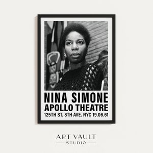 Nina Simone Poster Black and White Music Poster Vintage Music Print Music Photo Concert Art Print Music Wall Art Musician Gift Music Art