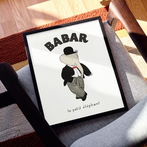 Babar Fancy Wall Art Babar in a Suit Illustration Babar Elephant Print Baby Shower Gift Kids Room Babar Wall Art Nursery Art Little Boy Gift