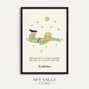 Little Prince Poster ENGLISH Petit Prince Wall Art There's no harm in putting off a piece of work until another day Quote Poster Baby Shower